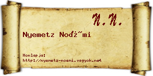 Nyemetz Noémi névjegykártya