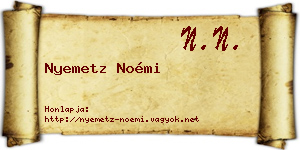Nyemetz Noémi névjegykártya